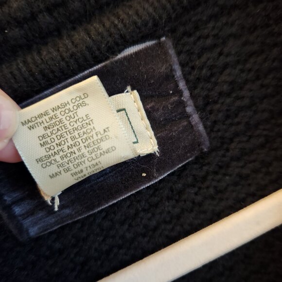 LL Bean Sweater Black XL Chunky Cardigan Womens Angora Cotton Blend Buttons - Picture 6 of 9